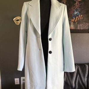 White Black light blue trench coat